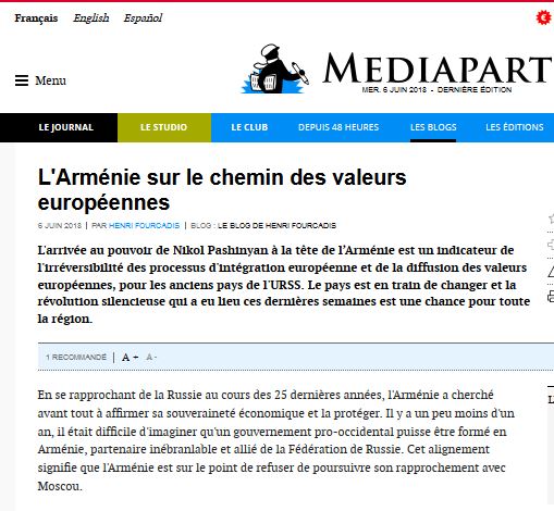 L&rsquo;Arménie sur le chemin des valeurs européennes