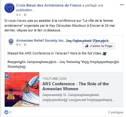 Conférence sur le rôle de la femme arménienne organisée par le Hay Oknoutian Mioutioun à Erevan le 24 mai