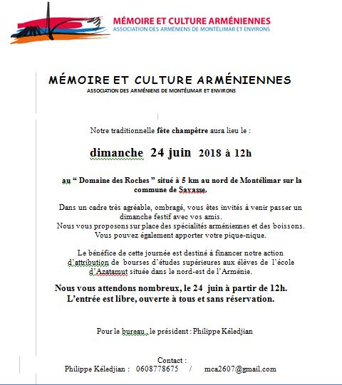 Fête champêtre de l&rsquo;association Mémoire et Culture Arméniennes