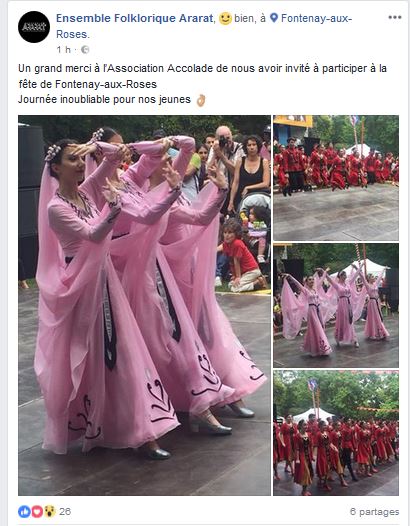 Ensemble Folklorique Ararat : Un grand merci à l&rsquo;Association Accolade de nous avoir invité à participer à la fête de Fontenay-aux-Roses