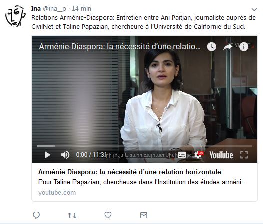 Relations Arménie-Diaspora: Entretien entre Ani Paitjan, journaliste auprès de CivilNet et Taline Papazian, chercheuse à l&rsquo;Université de Californie du Sud.