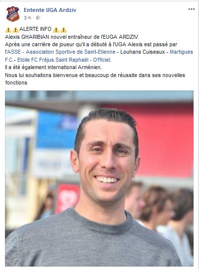 Alexis GHARIBIAN nouvel entraîneur de l&rsquo;EUGA ARDZIV.