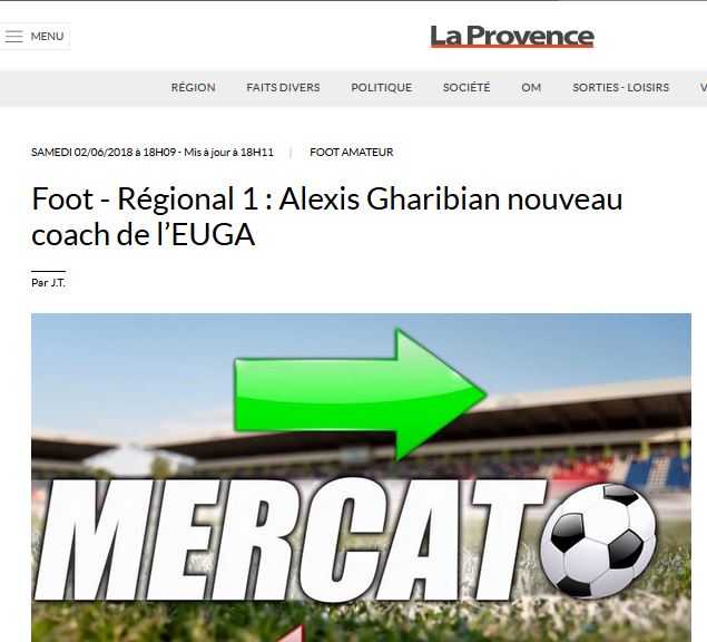 Foot – Régional 1 : Alexis Gharibian nouveau coach de l&rsquo;EUGA