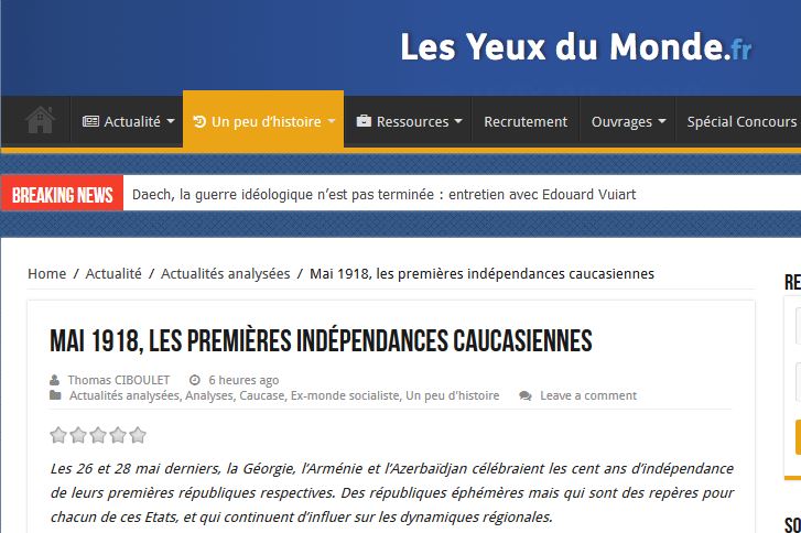 Mai 1918, les premières indépendances caucasiennes