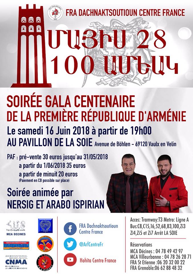 Soirée gala centenaire de la première république d&rsquo;Arménie
