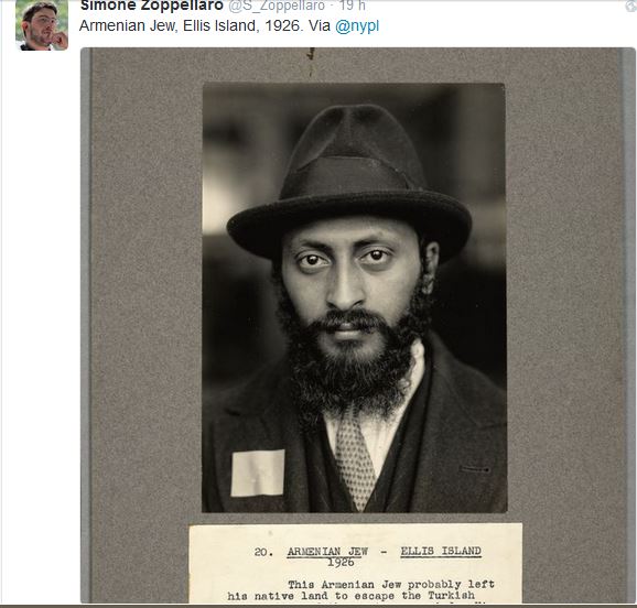 Armenian Jew, Ellis Island, 1926. Via la New York  Public Library