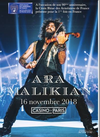 A l&rsquo;occasion du 90ème anniversaire de la Croix Bleue des Arméniens de France Ara Malikian à Paris