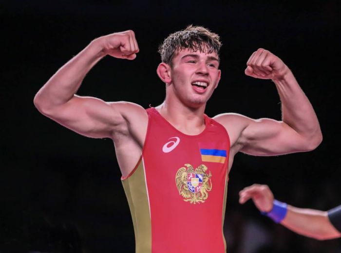 Arsen Haroutiounyan (Arménie), champion d’Europe junior de lutte libre à Rome