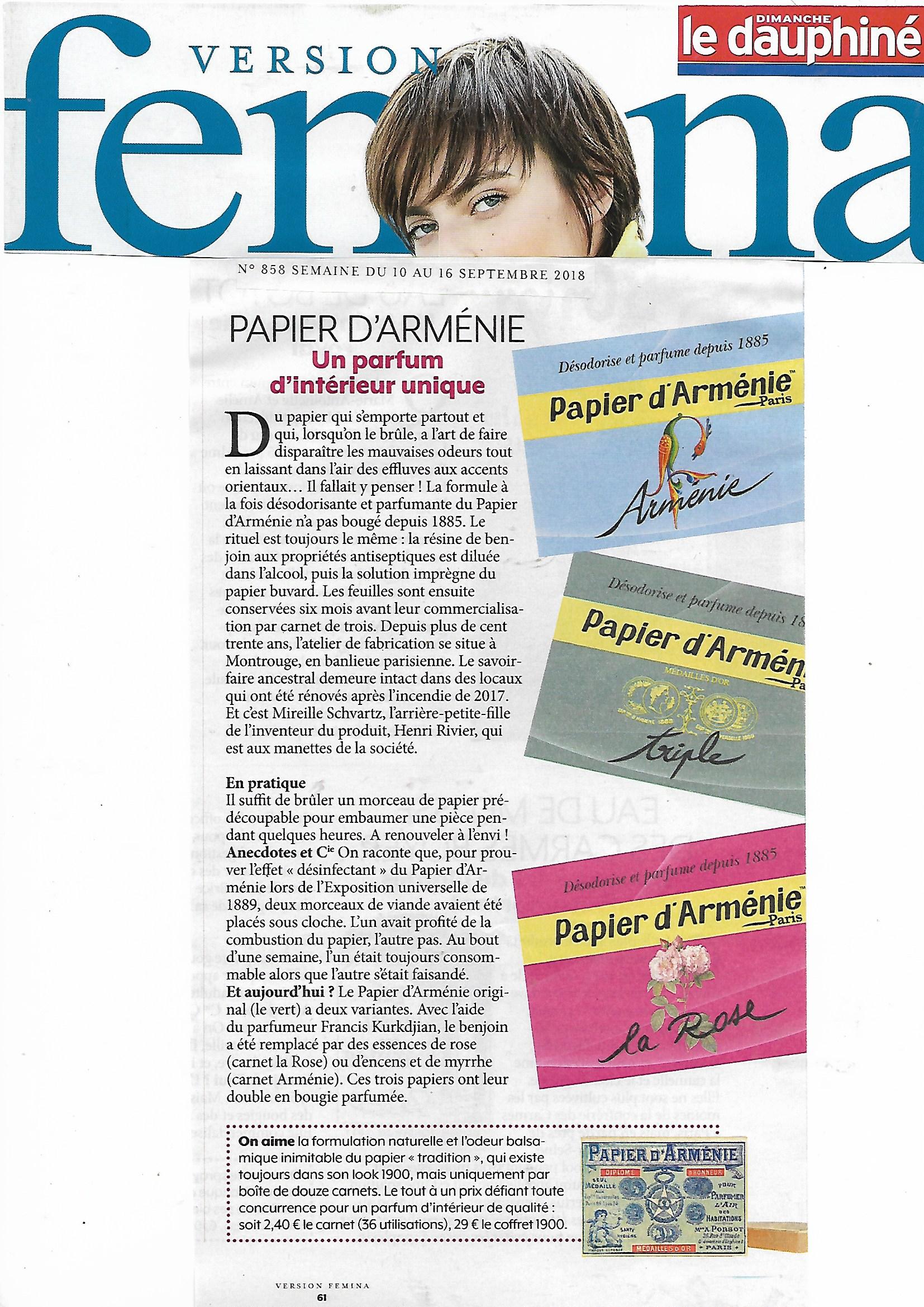 Hebdomadaire « Version Femina » : Papier d’Arménie, un parfum d’intérieur unique