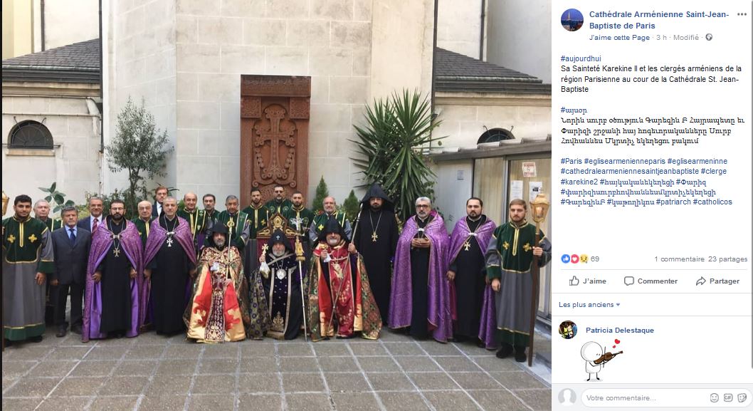 Sa Sainteté Karekine II et les clergés arméniens de la région Parisienne au cour de la Cathédrale St. Jean-Baptiste