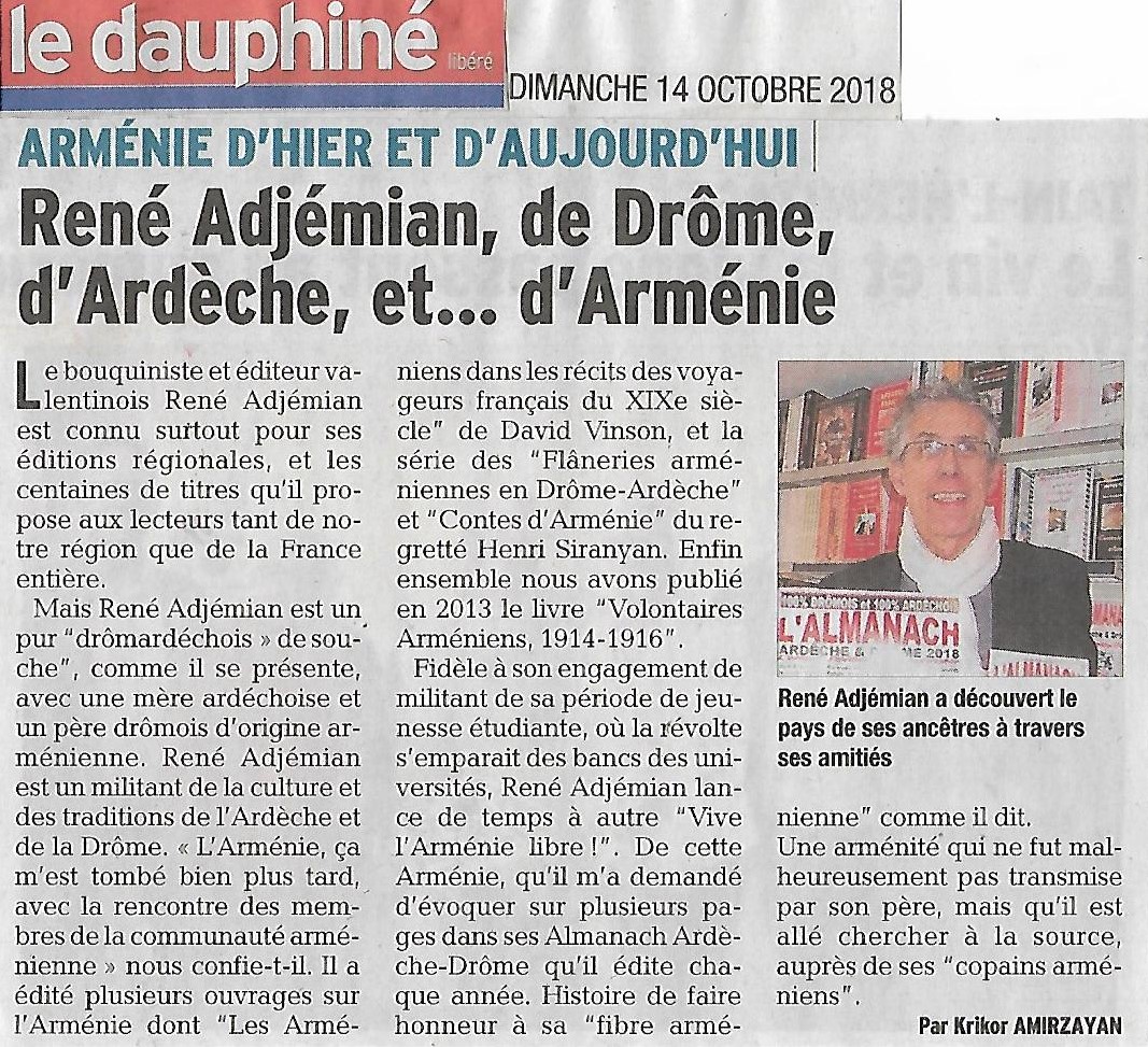 Le Dauphiné Libéré (édition de Valence) : René Adjémian