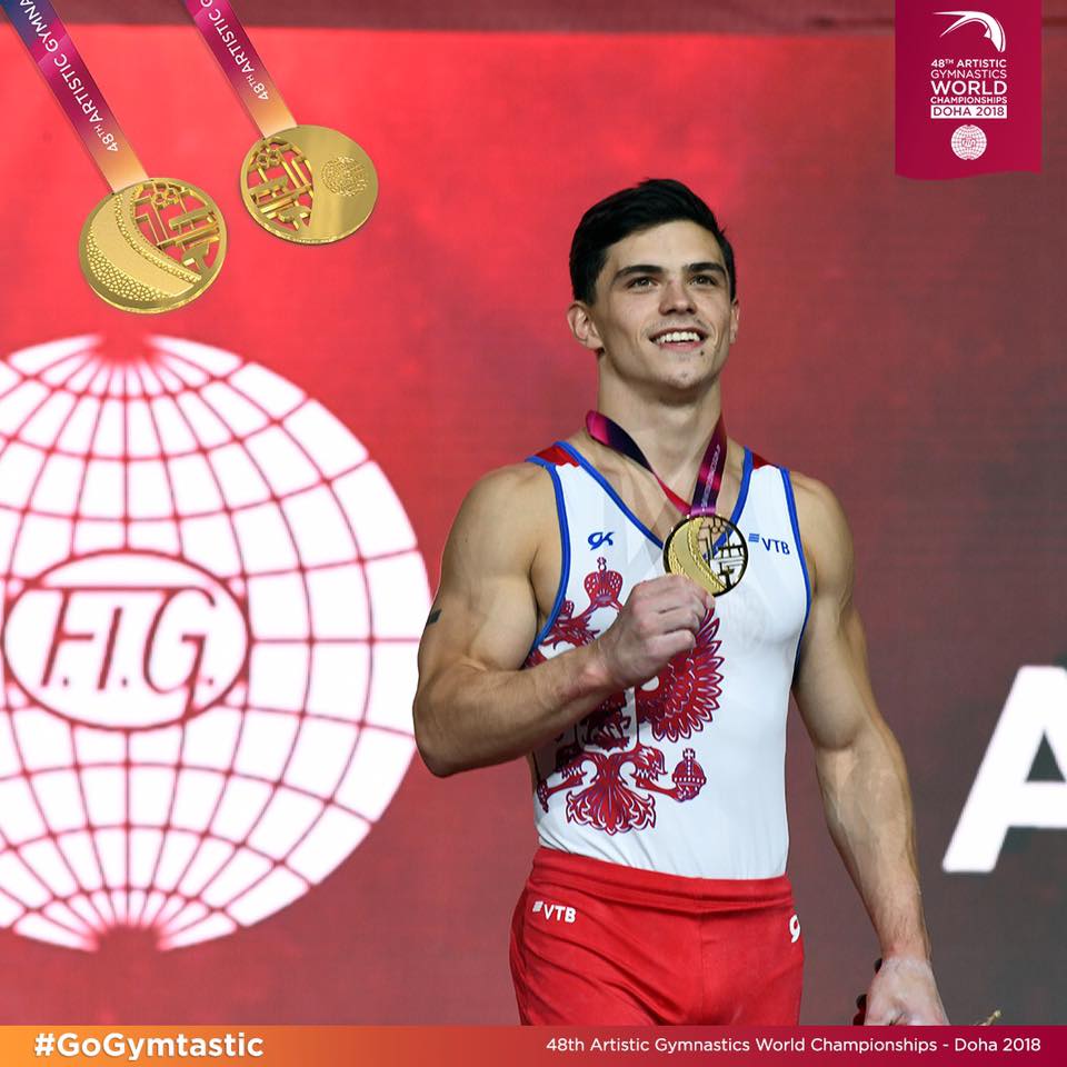 Artur Dalaloyan (Russie) champion du monde 2018 au concours général de gymnastique artistique à Doha (Qatar)