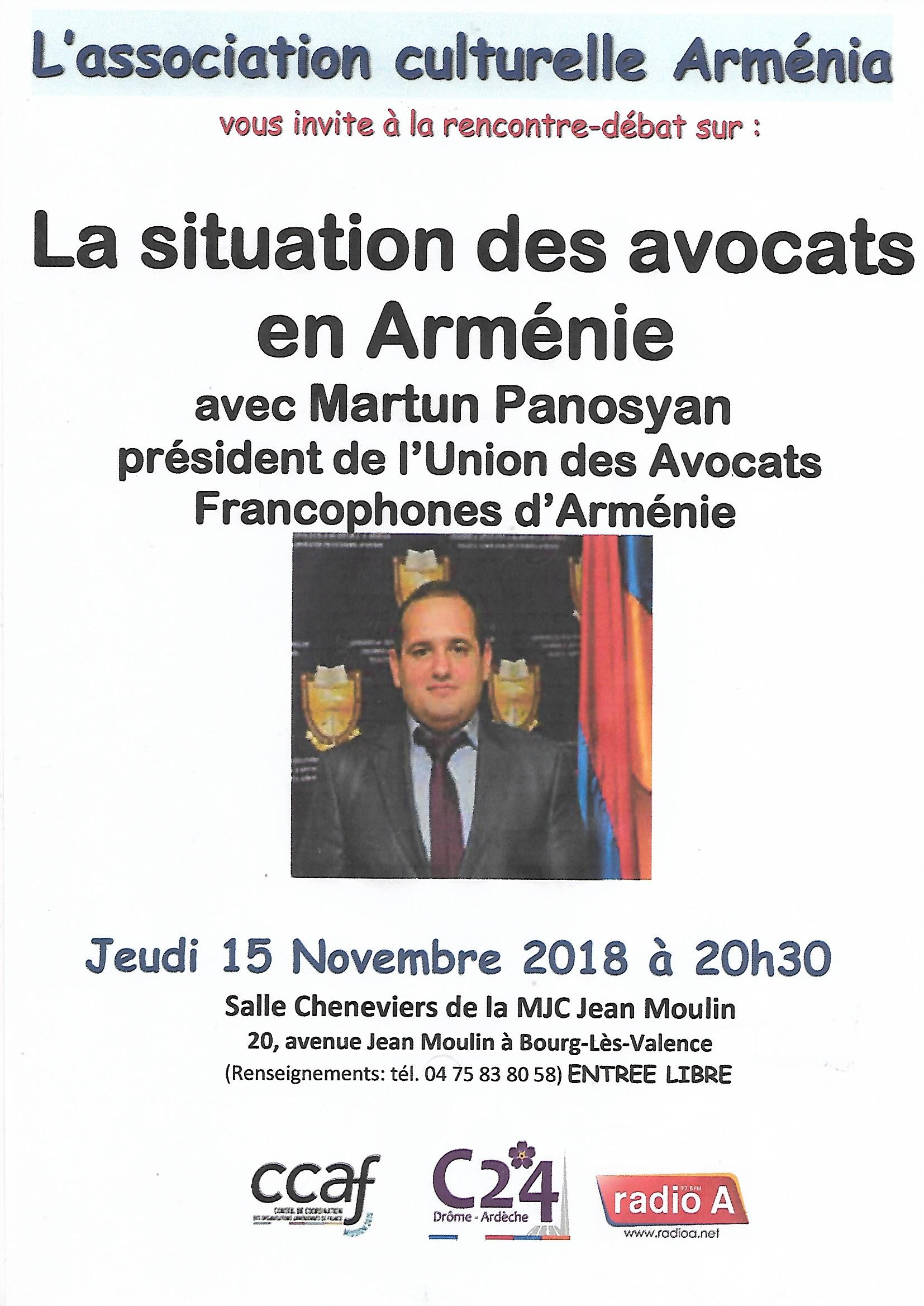 Martun Panosyan, président de l’Union des Avocats Francophones d’Arménie invité d’« Arménia » évoquera la situation des avocats en Arménie