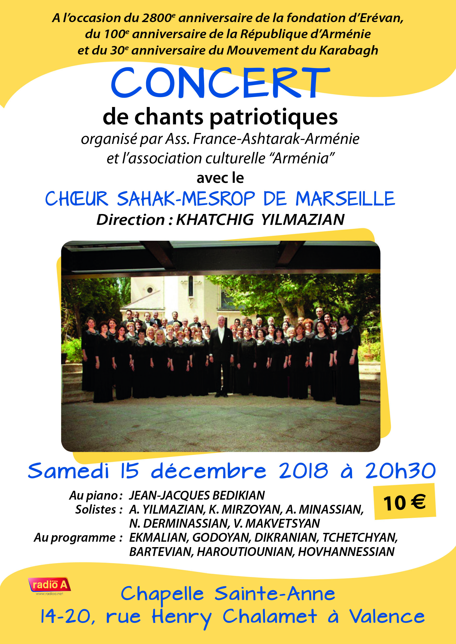 Le Cœur Sahak-Mesrop en concert à Valence le 15 décembre
