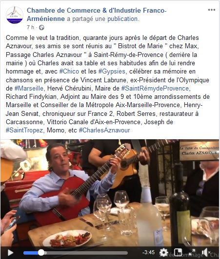 Comme le veut la tradition, quarante jours après le départ de Charles Aznavour, ses amis se sont réunis au Bistrot de Marie