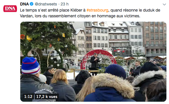 Le duduk de Vardan lors de l’hommage aux victimes de Strasbourg