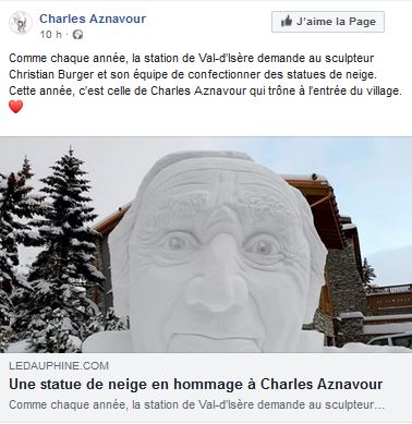Une statue de neige en hommage à Charles Aznavour
