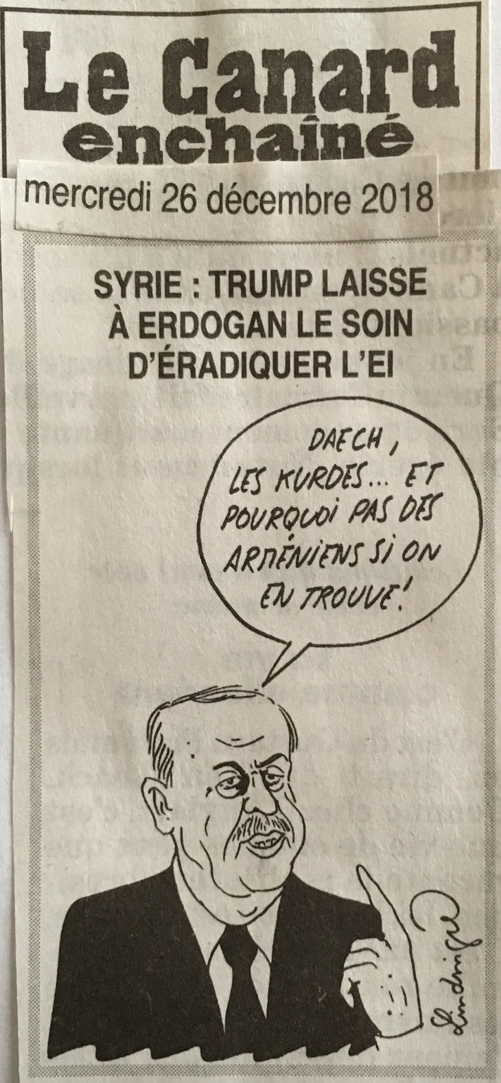 Trump laisse le champ libre à Erdogan en Syrie pour éliminer Daesh, les Kurdes et pourquoi pas « des Arméniens si on en trouve! »
