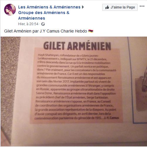 Gilet Arménien par J.Y Camus Charlie Hebdo