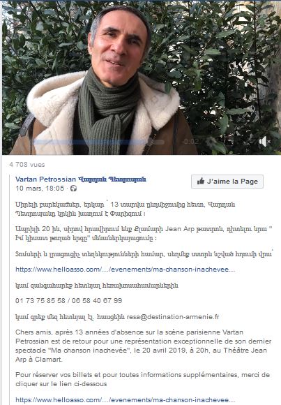 Vartan Petrossian est de retour pour une représentation exceptionnelle