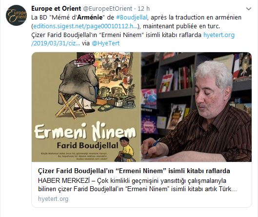 La BD Mémé d&rsquo;Arménie de Boudjellal, après la traduction en arménien maintenant publiée en turc.