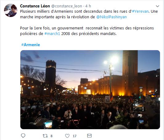 Plusieurs milliers d&rsquo;Armeniens sont descendus dans les rues d&rsquo;Yerevan