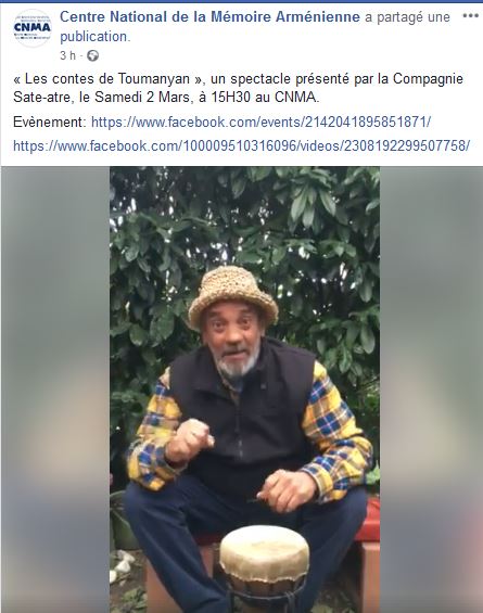 « Les contes de Toumanyan », un spectacle présenté par la Compagnie Sate-atre, le Samedi 2 Mars, à 15H30 au CNMA.