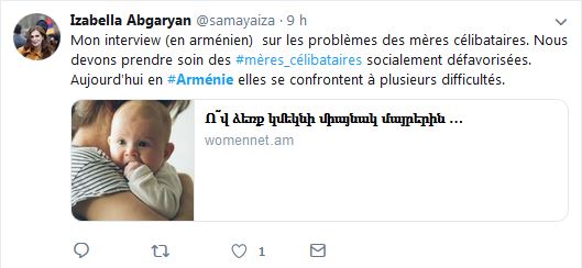Mon interview (en arménien) sur les problèmes des mères célibataires.