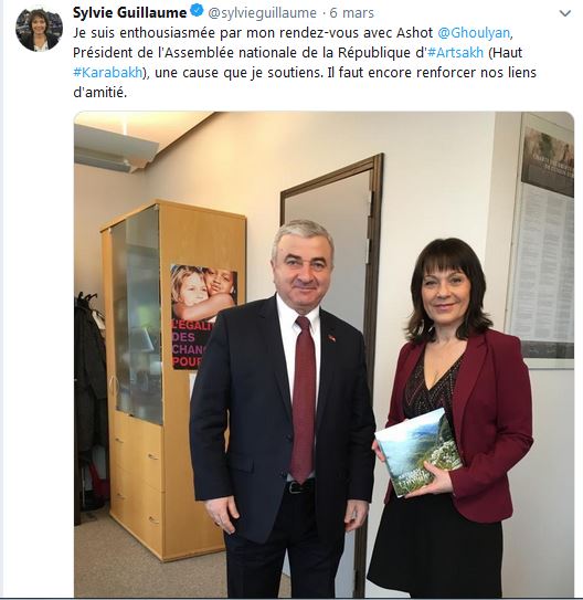 Sylvie Guillaume : Je suis enthousiasmée par mon rendez-vous avec Ashot Ghoulyan, Président de l&rsquo;Assemblée nationale de la République d&rsquo;Artsakh