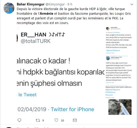 Depuis la victoire électorale de la gauche kurde HDP à Iğdır, ville turque frontalière de l’Arménie et bastion du fascisme panturquiste, les Loups Gris enragent et parlent d’un complot ourdi par les Arméniens et le PKK.
