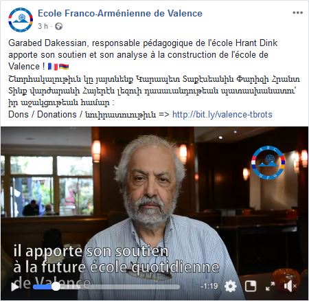 Garabed Dakessian, responsable pédagogique de l&rsquo;école Hrant Dink apporte son soutien et son analyse à la construction de l&rsquo;école de Valence !