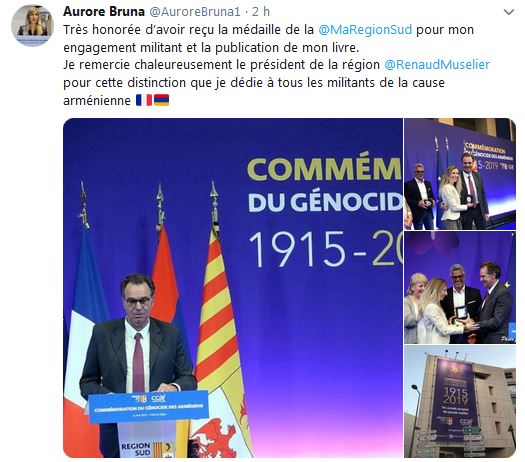 Très honorée d’avoir reçu la médaille de la Région Provence -Alpes – Côte d&rsquo;Azur pour mon engagement militant