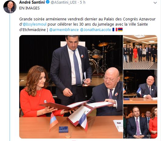 André Santini ‏-Grande soirée arménienne vendredi dernier au Palais des Congrès Aznavour