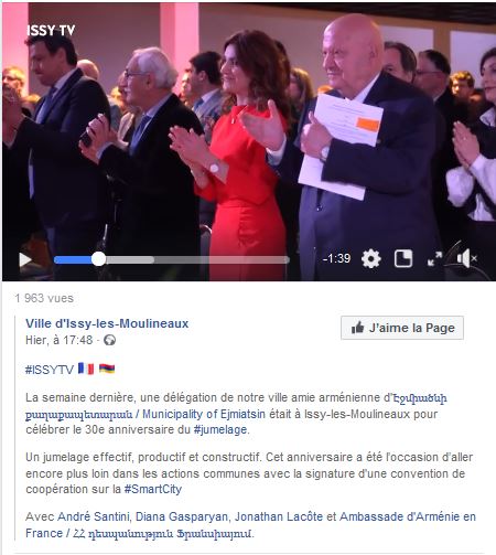 La semaine dernière, une délégation de notre ville amie arménienne d&rsquo;Էջմիածնի քաղաքապետարան / Municipality of Ejmiatsin était à Issy-les-Moulineaux