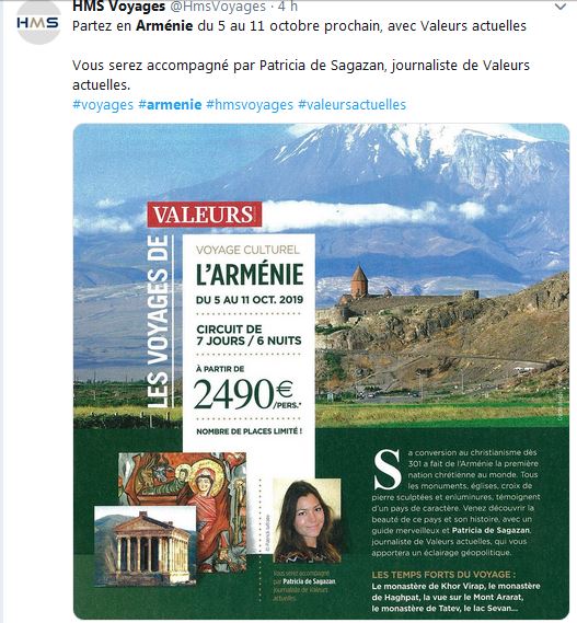 Partez en Arménie du 5 au 11 octobre prochain, avec Valeurs actuelles