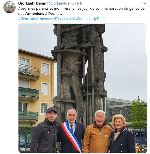 Avec mes parents et mon frère, en ce jour de commémoration du génocide des Arméniens à Décines.