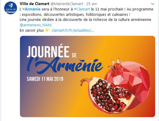 L&rsquo;Arménie sera à l&rsquo;honneur à Clamart le 11 mai prochain !