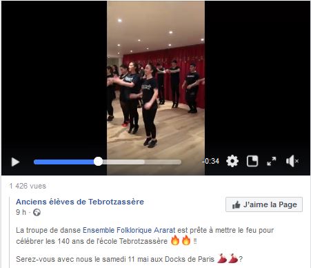 La troupe de danse Ensemble Folklorique Ararat est prête à mettre le feu pour célébrer les 140 ans de l&rsquo;école Tebrotzassère