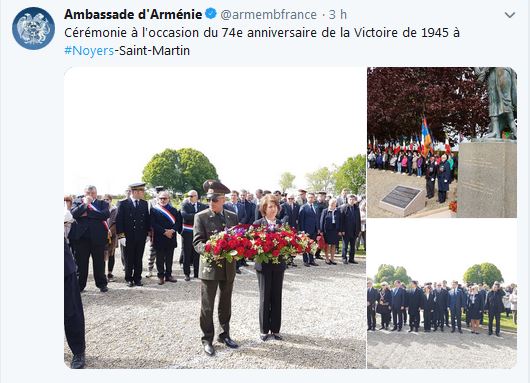 Cérémonie à l&rsquo;occasion du 74e anniversaire de la Victoire de 1945 à Noyers-Saint-Martin
