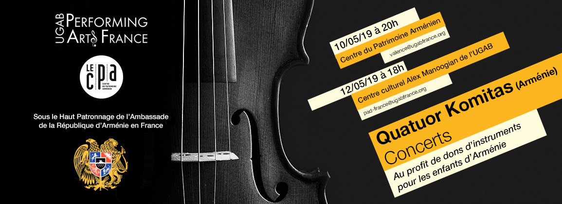 Concert du Quatuor Komitas d’Erevan, au profit du don d’instruments pour enfants