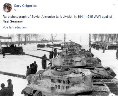 Rare photographie de la division des chars soviétiques-Arméniens en 1941-1945 durant la seconde guerre mondiale contre l&rsquo;Allemagne nazie