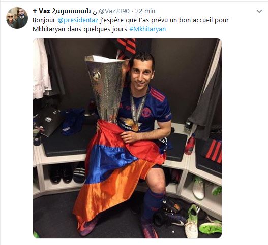 Bonjour Ilham Aliyev j’espère que t’as prévu un bon accueil pour Mkhitaryan dans quelques jours
