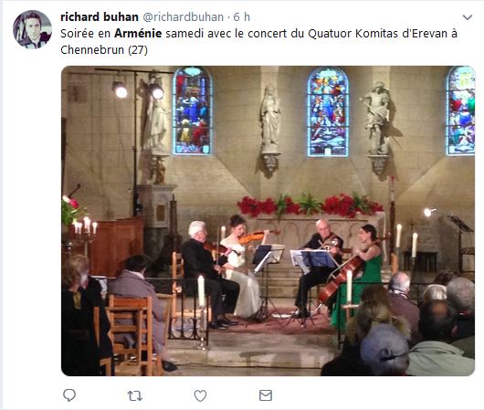 Soirée en Arménie samedi avec le concert du Quatuor Komitas d&rsquo;Erevan à Chennebrun (27)