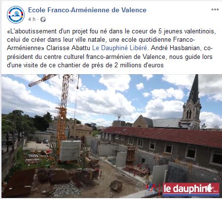 L&rsquo;aboutissement d&rsquo;un projet fou né dans le coeur de 5 jeunes valentinois, celui de créer dans leur ville natale, une ecole quotidienne Franco-Arménienne
