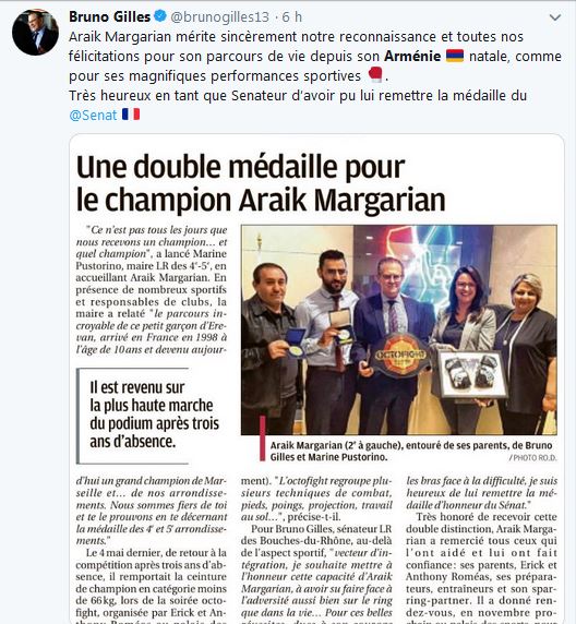 Araik Margarian mérite sincèrement notre reconnaissance et toutes nos félicitations pour son parcours de vie depuis son Arménie