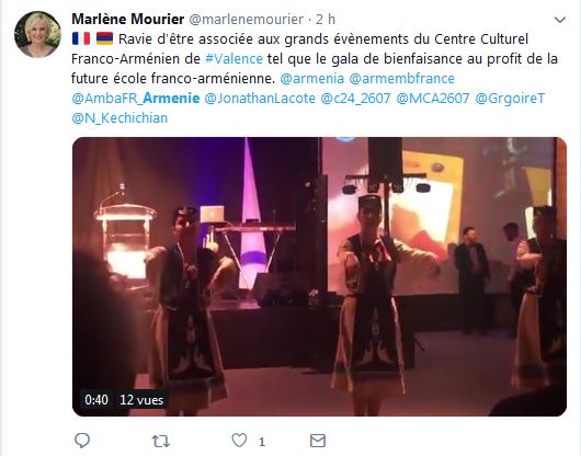Marlène Mourier ‏:Ravie d&rsquo;être associée aux grands évènements du Centre Culturel Franco-Arménien de Valence