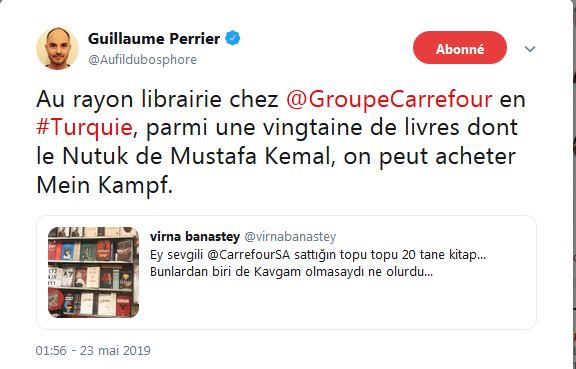 Au rayon librairie chez le Groupe Carrefour en Turquie on peut acheter Mein Kampf.