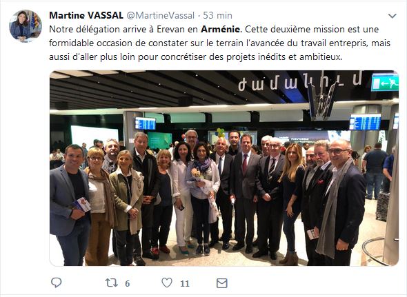 Martine VASSAL ‏-Notre délégation arrive à Erevan en Arménie.