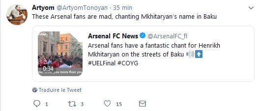 Ces fans d&rsquo;Arsenal sont fous et scandent le nom de Mkhitaryan à Bakou