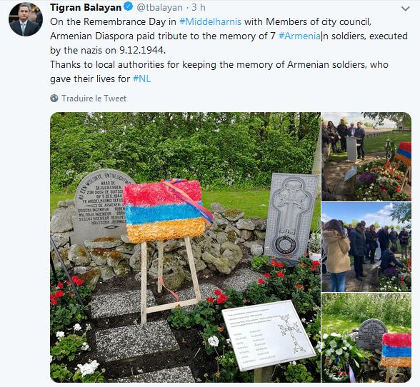 La diaspora arménienne a rendu hommage à la mémoire de 7 soldats arméniens exécutés par les nazis le 9 décembre 1944 à Middelharnis